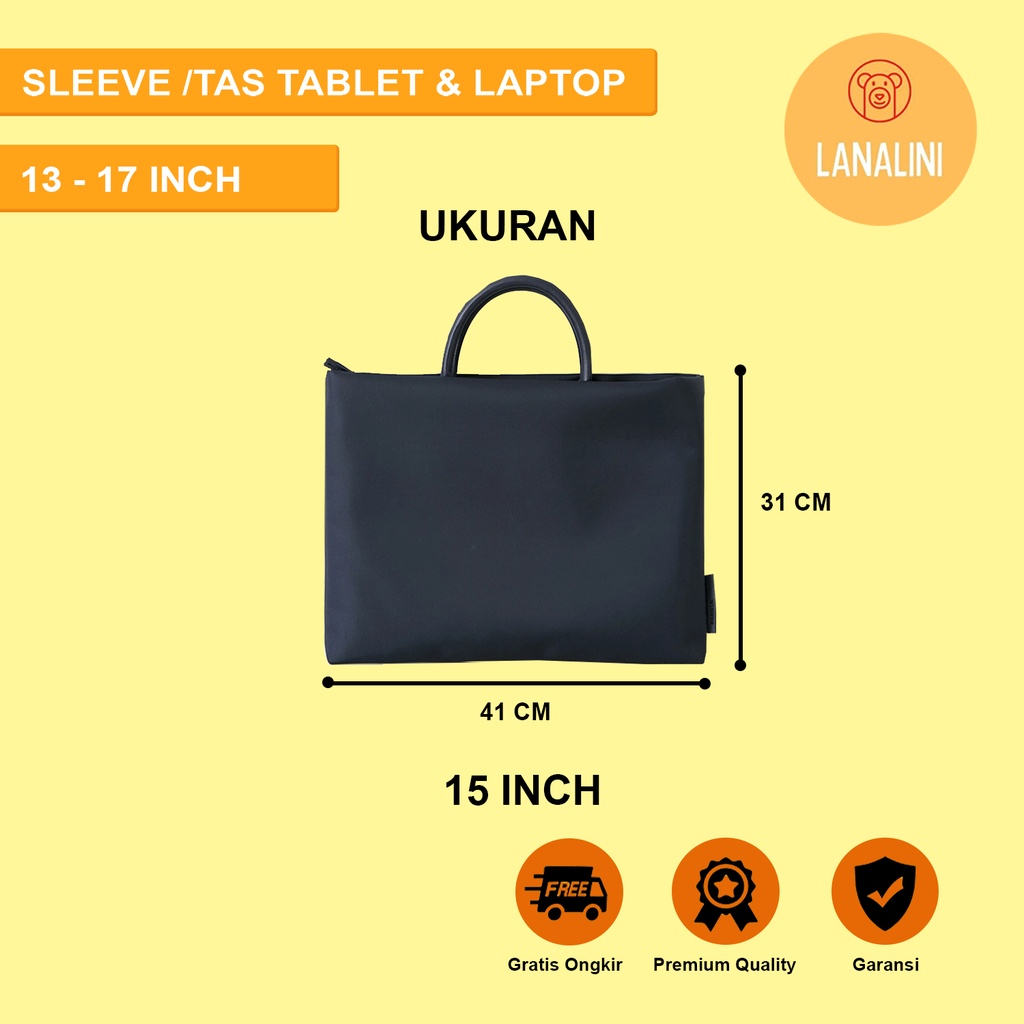 Sleeve Pouch Sarung Tas Bag Case Ipad Tab Tablet Macbook Air Pro Laptop Asus Acer Lenovo HP Huawei 11 12 13 14 15 inch Motif Gambar Polos Warna Hitam Biru Black Navy Lucu Cute Murah Korean Model Tali Jinjing Banyak Slot Ruang Stationary Waterproof