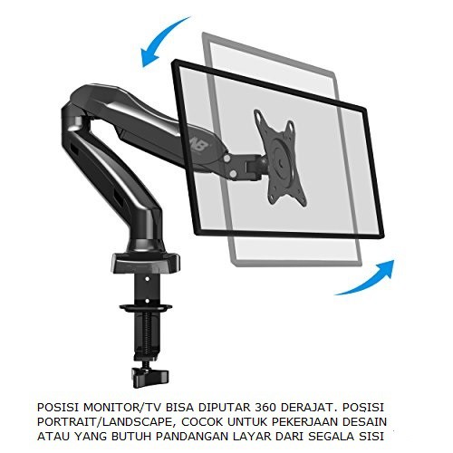 Bracket Monitor NB F-80 Gas-Spring / Bracket Tv Meja 17&quot;-27&quot; / Bracket Monitor Flexibel