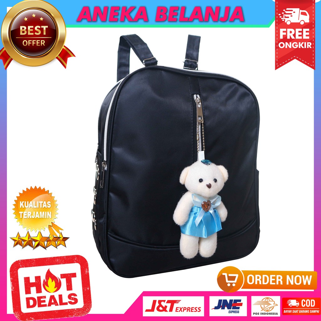 Ready Stock Tas Ransel Khusus Cewek Unik Aksesori Boneka Kece Kekinian Fashionable Terbaru Ekonomis Tas Perempuan Hangout Termurah Terlaris Berkualitas