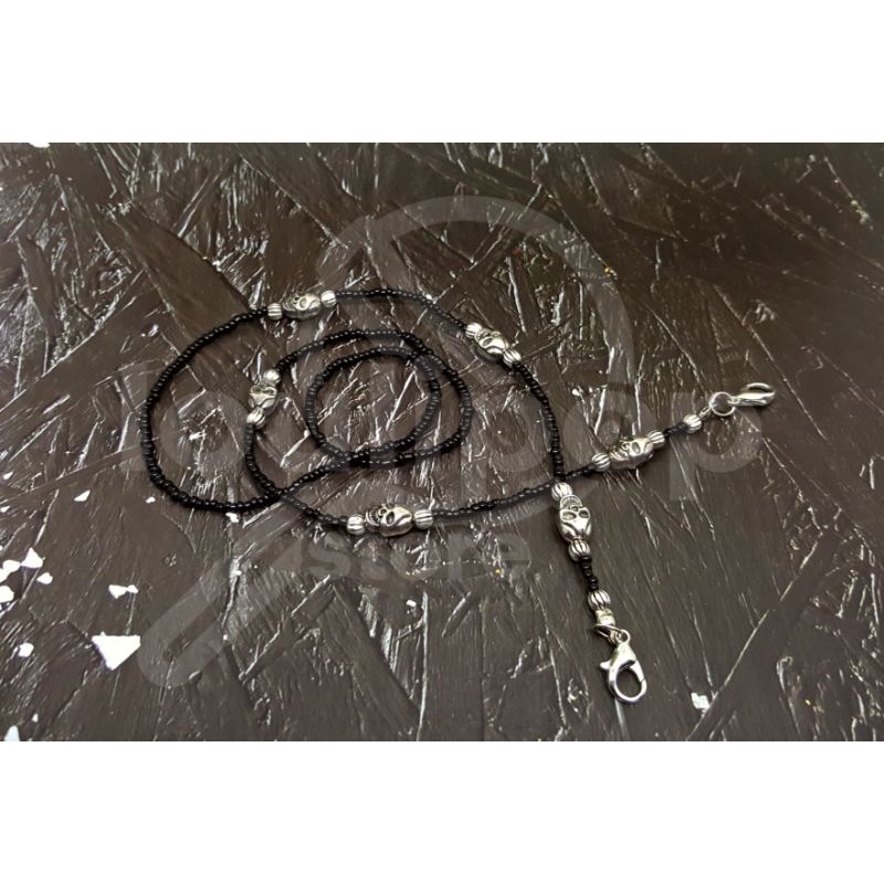 StrapTali Masker Korea Manik Logam Tengkorak Skull Metal Beads Gothic Style Strap Mask