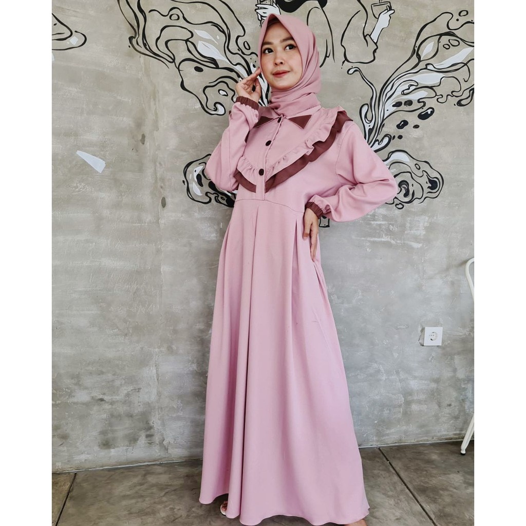 Gamis SHEIKA viola crystal Itycrepe muslim Premium Nona Belanda  Busana Syari baju wanita remaja terbaru