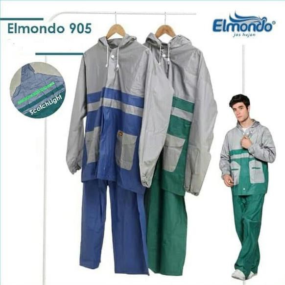 PREMIUM  Jas hujan setelan jaket celana / press / biru hijau / elmondo 905 - Hijau