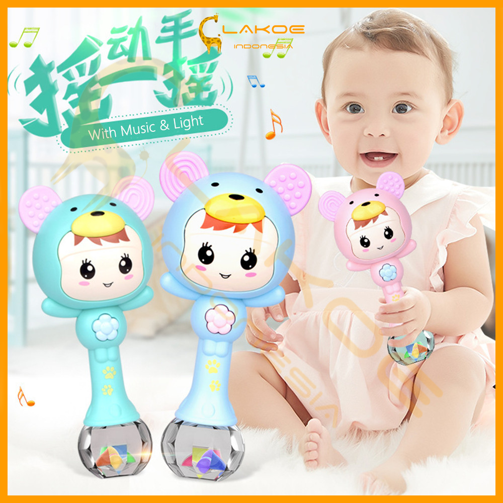 Mainan Bayi Tongkat Genggam Rattle Stick Dengan Musik dan Lampu