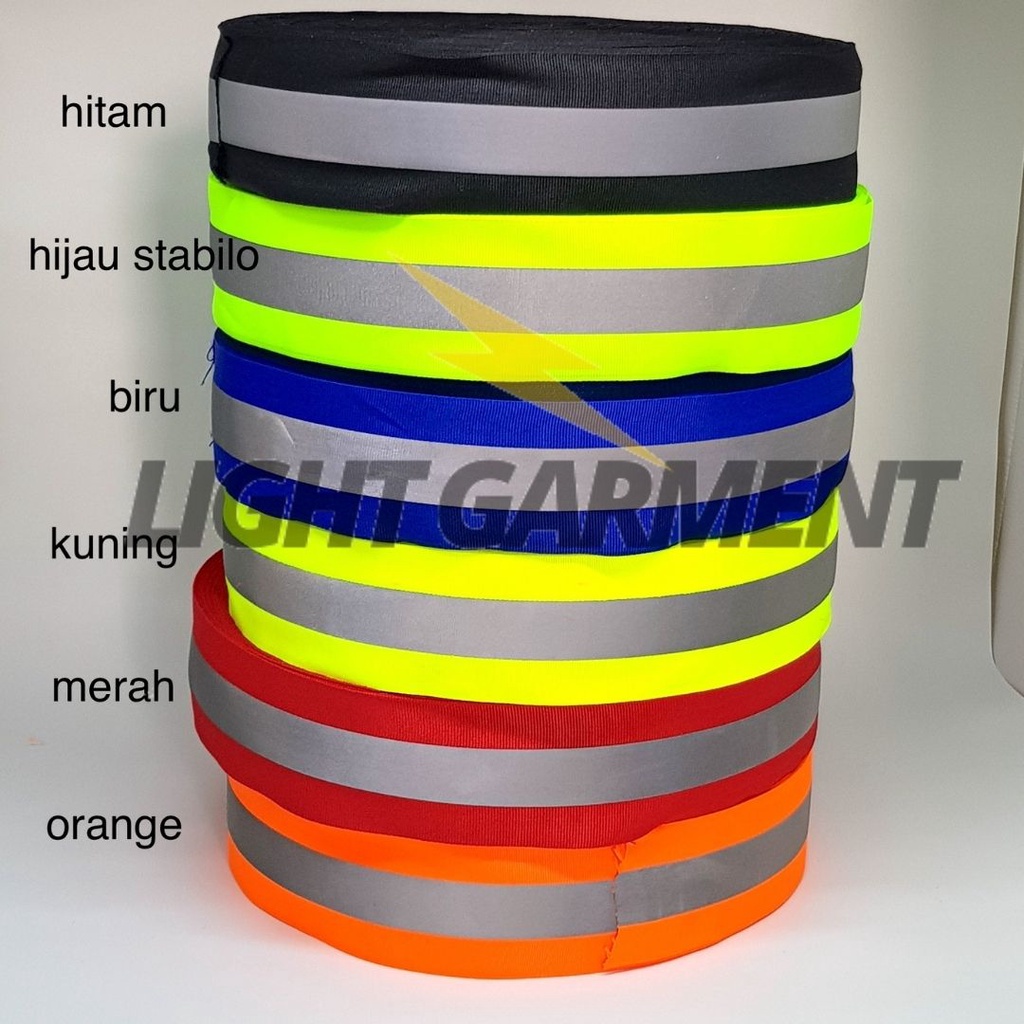 Pita Reflektor GRADE A / Pemantul Cahaya Scotlight Skotlet Kombinasi Mix 5 cm per 50 meter / Scotchlite Baju Safety