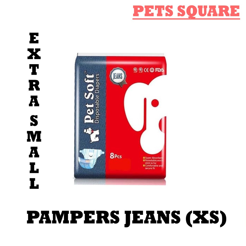 PAMPERS ANJING SOFT DIAPERS JEANS (XTRA SMALL)