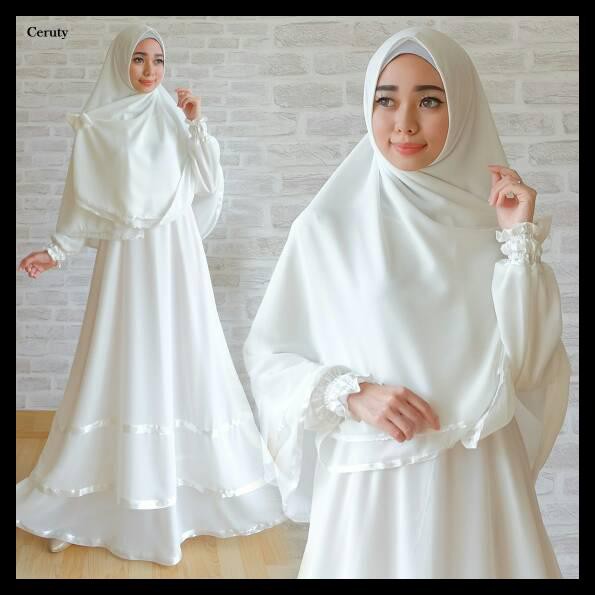 Gamis ceruti white gamis putih baju gamis umroh pakaian haji polos