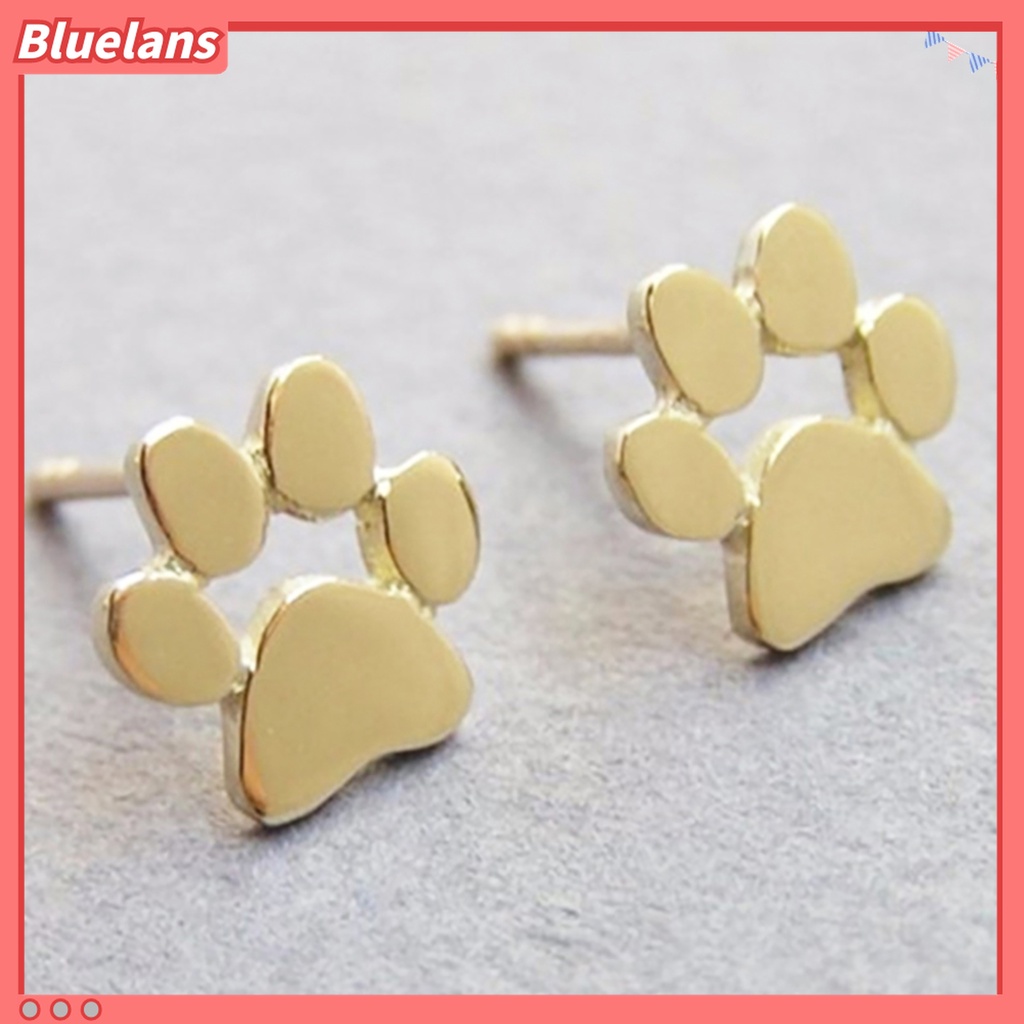 1 Pasang Anting Stud Bentuk Jejak Kaki Hewan Bahan Alloy Untuk Wanita