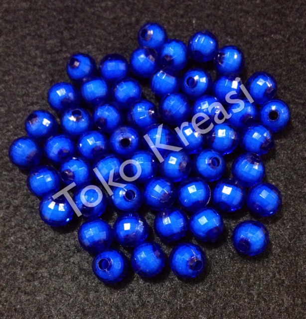 Mote / Manik lampion isi 8mm warna biru tua