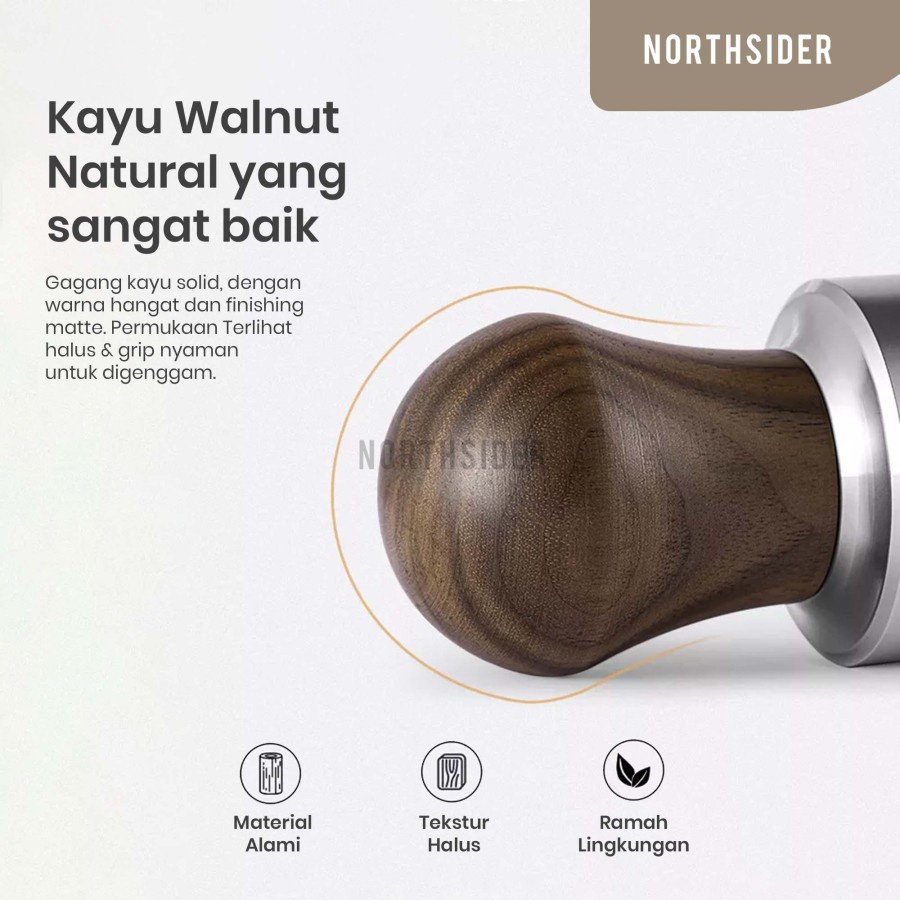 COFFEE TAMPER KOPI ESPRESSO 58mm WALNUT WOOD HANDLE LOVELY SERIES