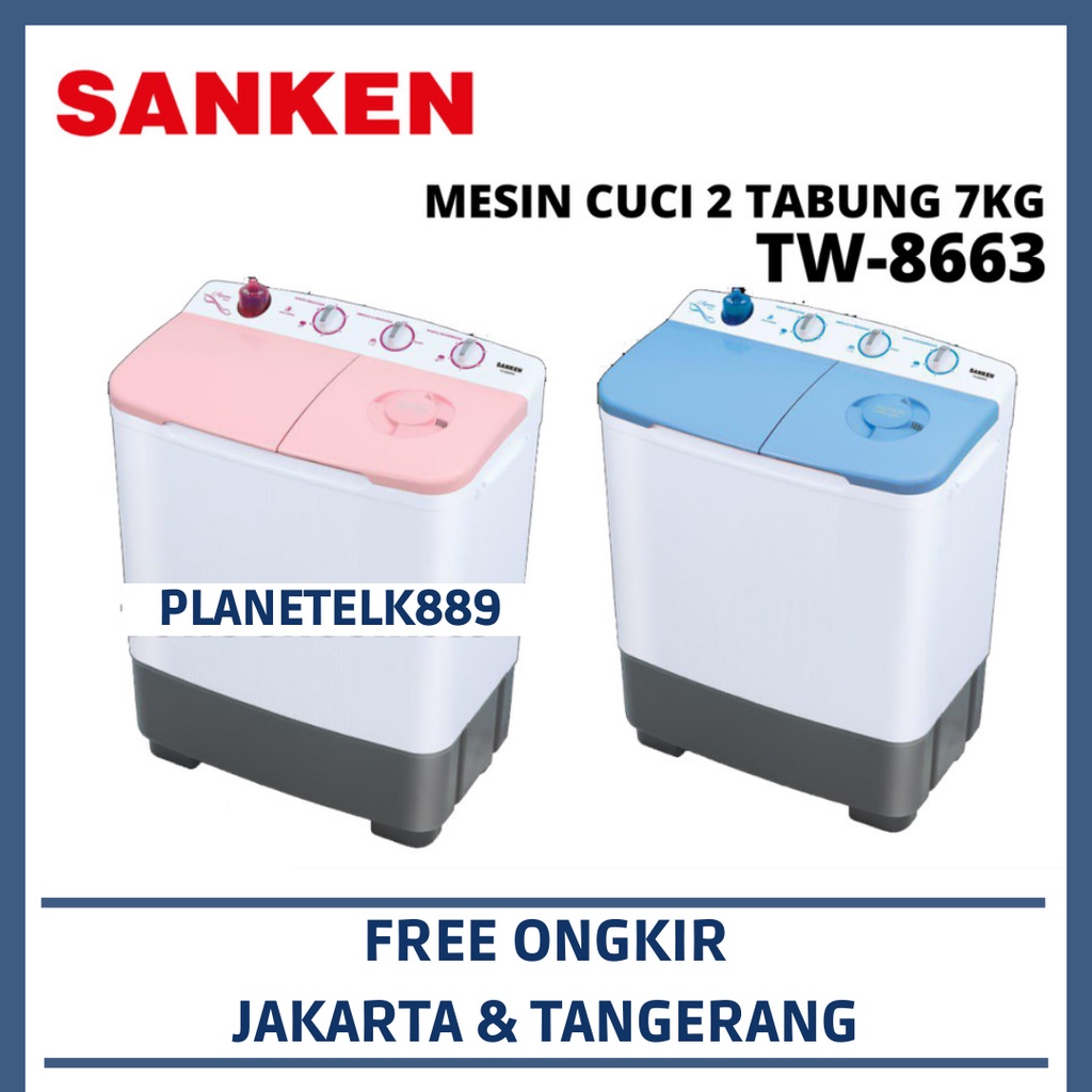 SANKEN TW-8663 MESIN CUCI 2 TABUNG SANKEN 7KG TWINTUBE SANKEN TW 8663