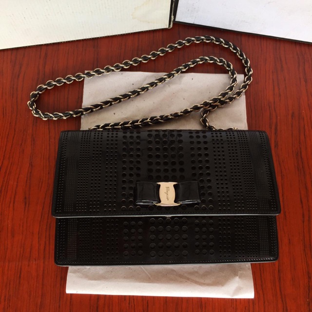 Salvatore ferragamo authentic ginny patent leather bag
