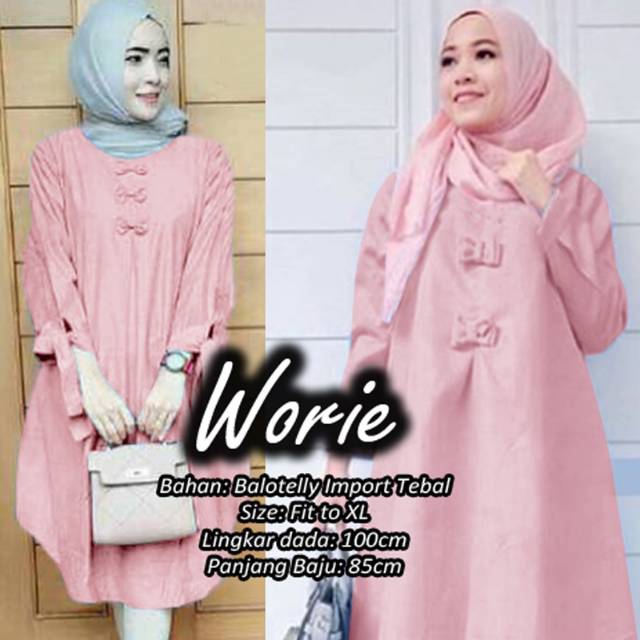 BAJU WANITA TUNIK WORIE PINK