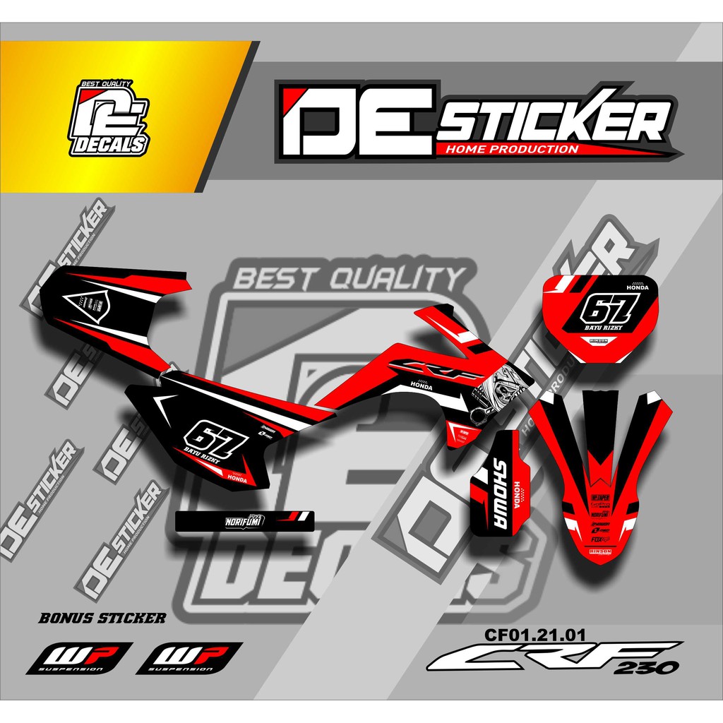 DECAL STIKER CRF 230 KEREN BISA REQUEST DESAIN SESUKA HATI