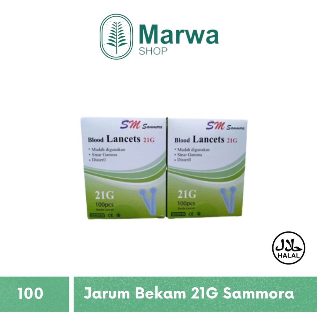 Blood Lancet 21G Sammora Isi 100 Jarum Bekam Samora 21G Ori