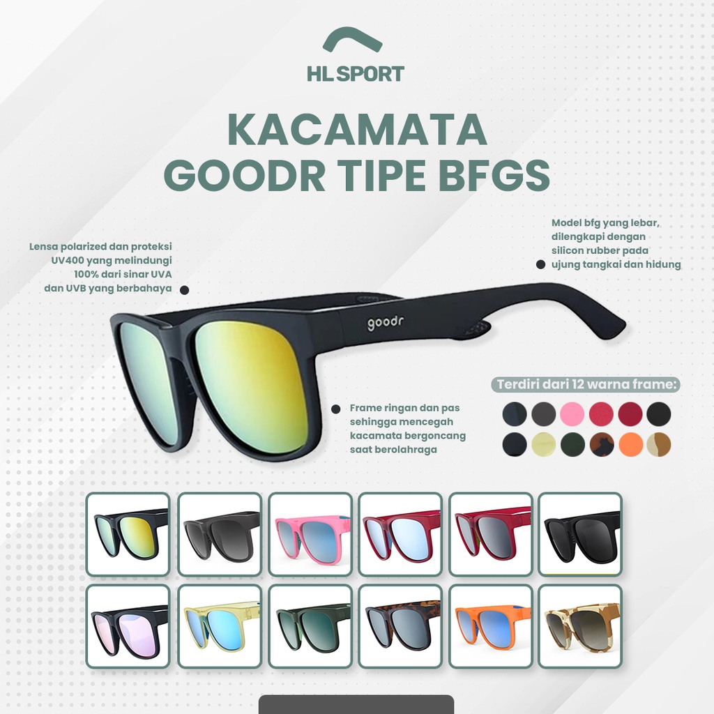 Kacamata Goodr BFGS Polarized Mirror Sunglasses Lari Sepeda Gym Murah Asli Original