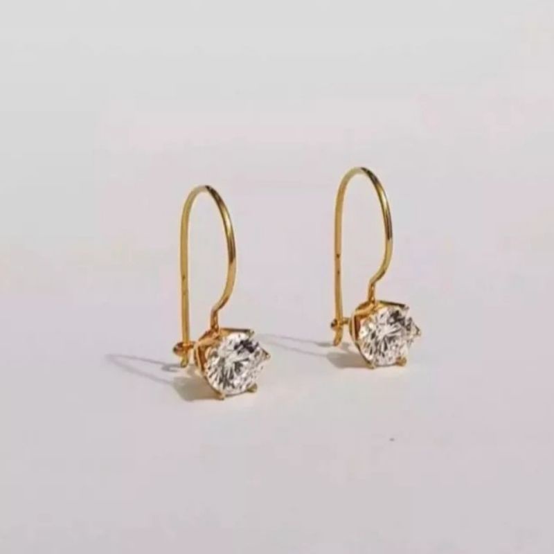 Anting Desy Mata Satu Titanium Gold Berlapis Emas 24k Anti Luntur