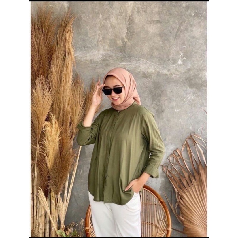 OVERSIZE KEMEJA LINEN - BAJU ATASAN KEMEJA BLOUSE