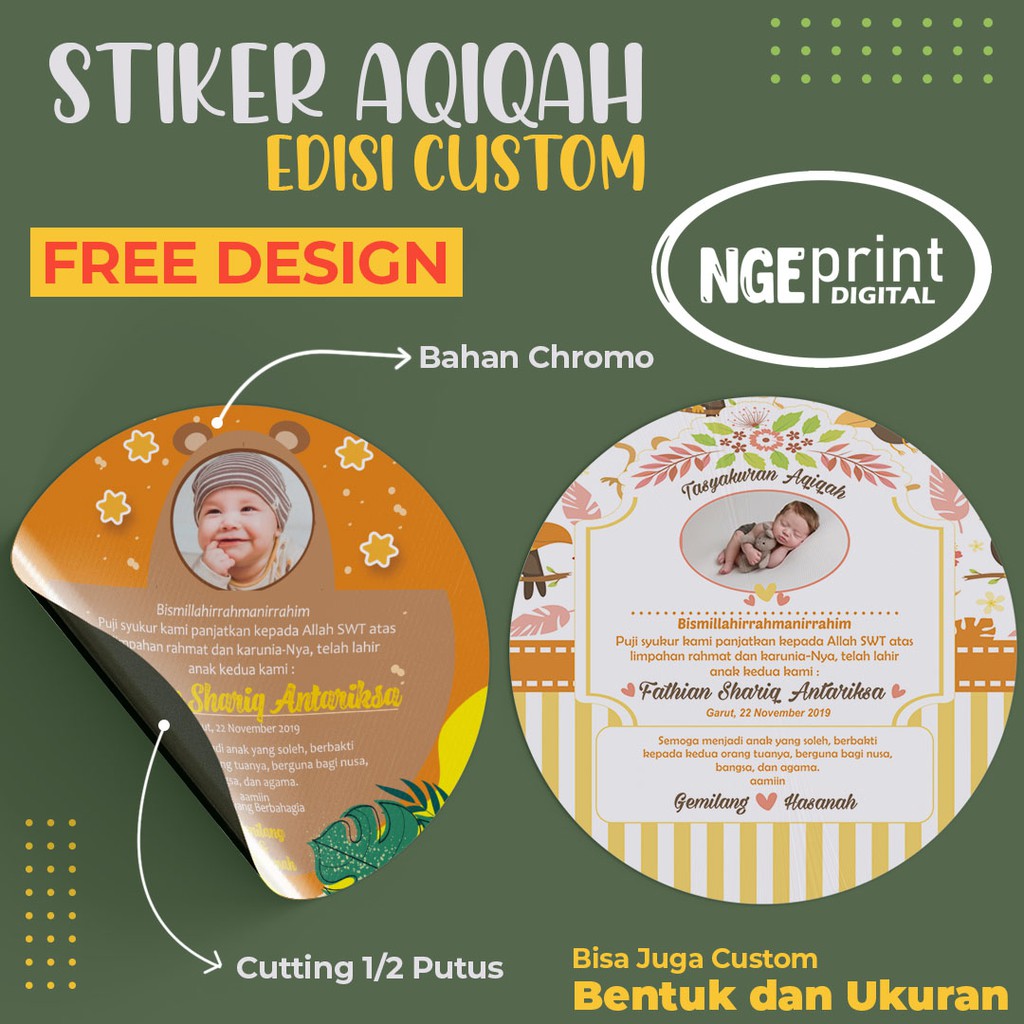 

[CUSTOM BENTUK] STIKER AQIQAH
