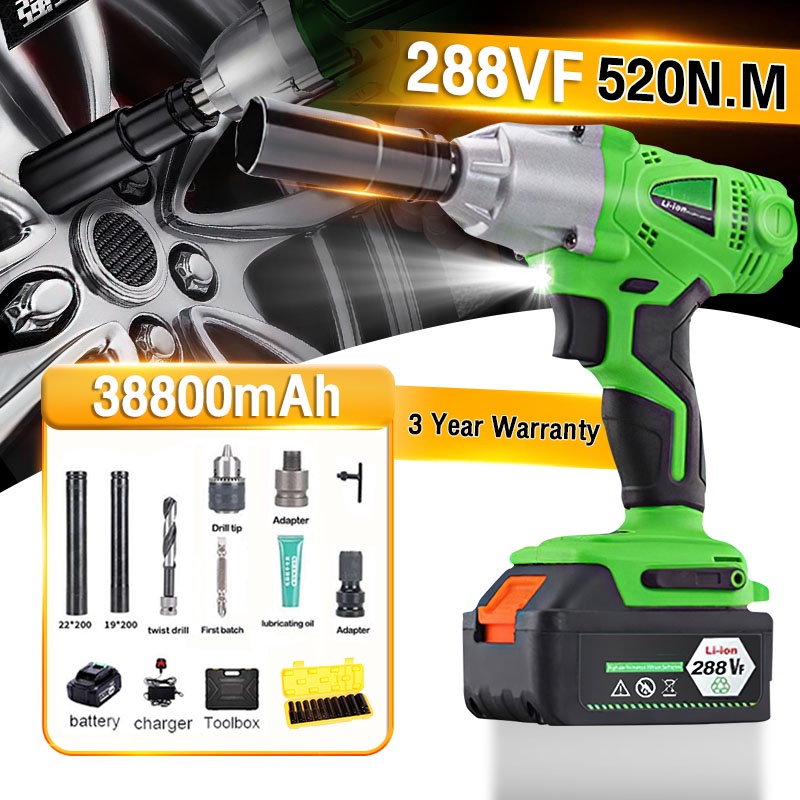 Reaim Cordless Impact Wrench 288VF mesin bor Baterai / Mesin Bor 288V Pembuka baut mobil motor / Mesin Buka Baut Driver