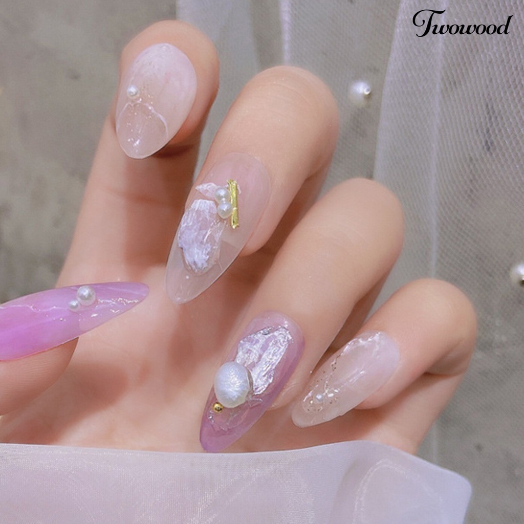 Twowood 1 Kotak Ornamen Kerang Asimetris Untuk Dekorasi Nail Art