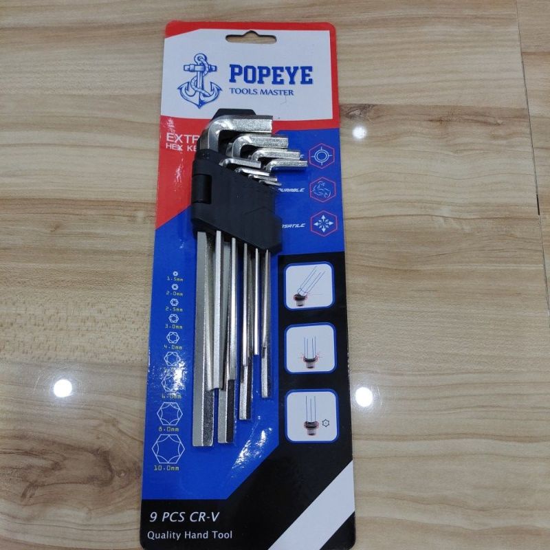 kunci L set 9pcs Popeye extra long plat/ kunci L set Popeye extra long 9pcs plat