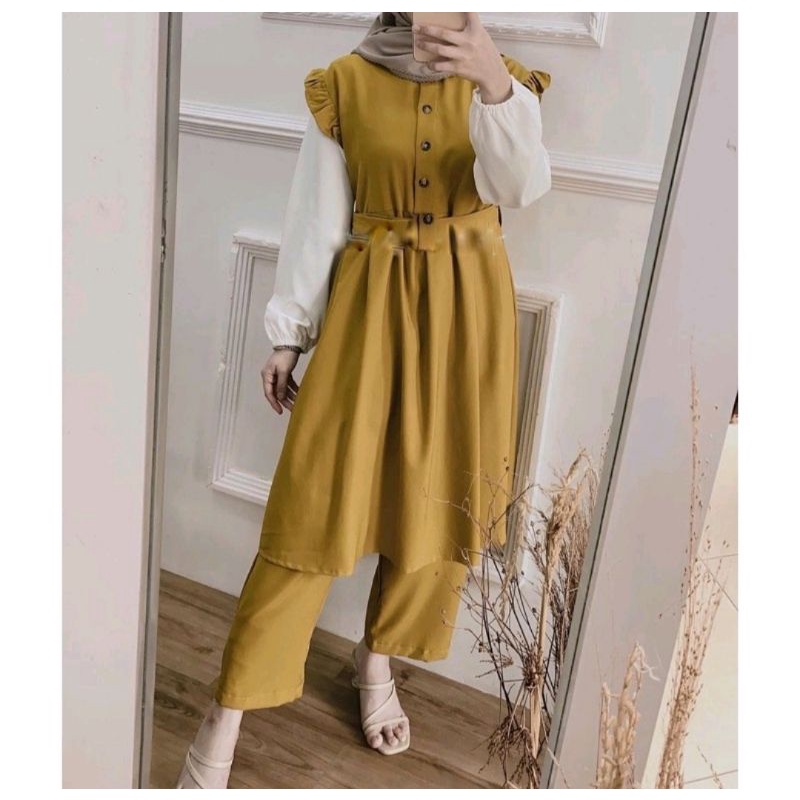 ONE SET JUMBO XXL - STANDART L / XL - ONE SET NIKEN SET / SETELAN WANITA ONE SET DAILY SET TUNIK  FASHION WANITA-2