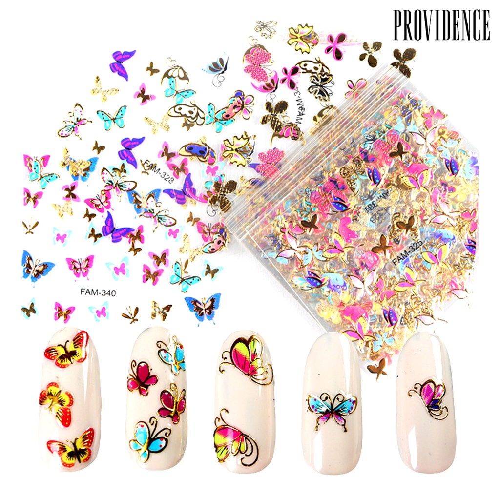 Providence 30Pcs/Set Nail Stamping Decals Easy to Stick Back Glue 3D Colorful Butterfly Design Nail Foil Sticker for Manicure