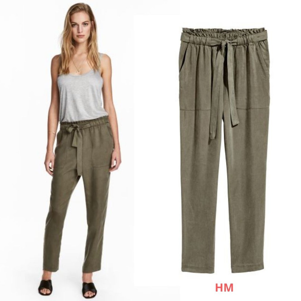 HM Lyocell Tiewaist Pants Trousers Wanita Original HM Lyocell Tiewaist Pants Trousers Wanita Original