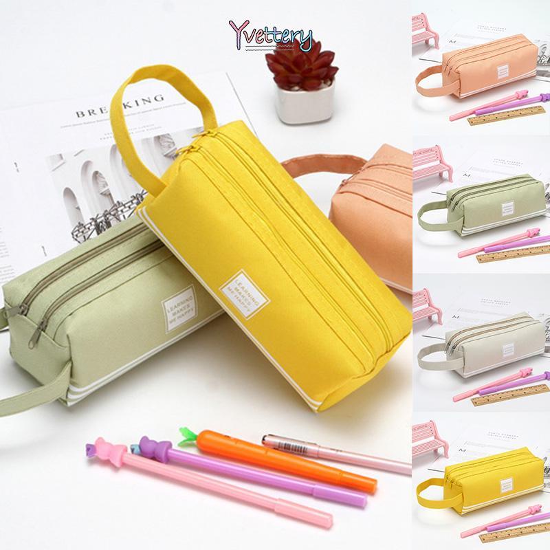 

❤️Kotak Pensil Dan Stationery Dual Besar Double Zipper / Dompet Pensil 2 Pouch / Tas Alat Tulis Ritsleting Kain Oxford Sederhana / Pouch Tempat Bolpen Pen Make Up
