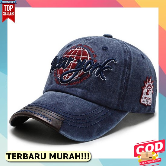 Topi Mlb Baseball Loreng Topi Pria Topi Raiders Topi Keren Baseball Cap : New York Globe - Topi Base