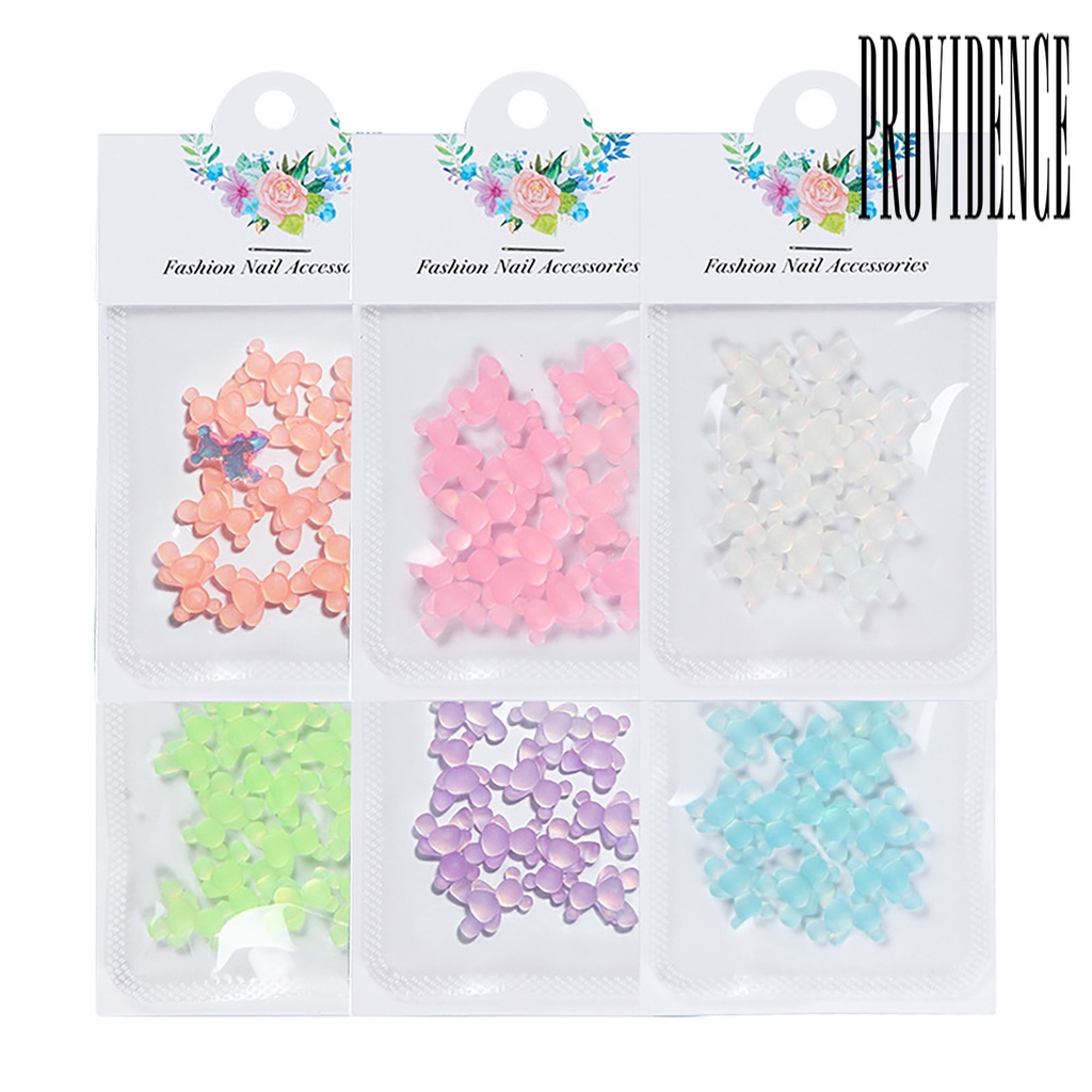 Providence 10Pcs Ornamen Beruang 3D Luminous Efek Visual Anti Pudar Untuk Dekorasi Nail Art