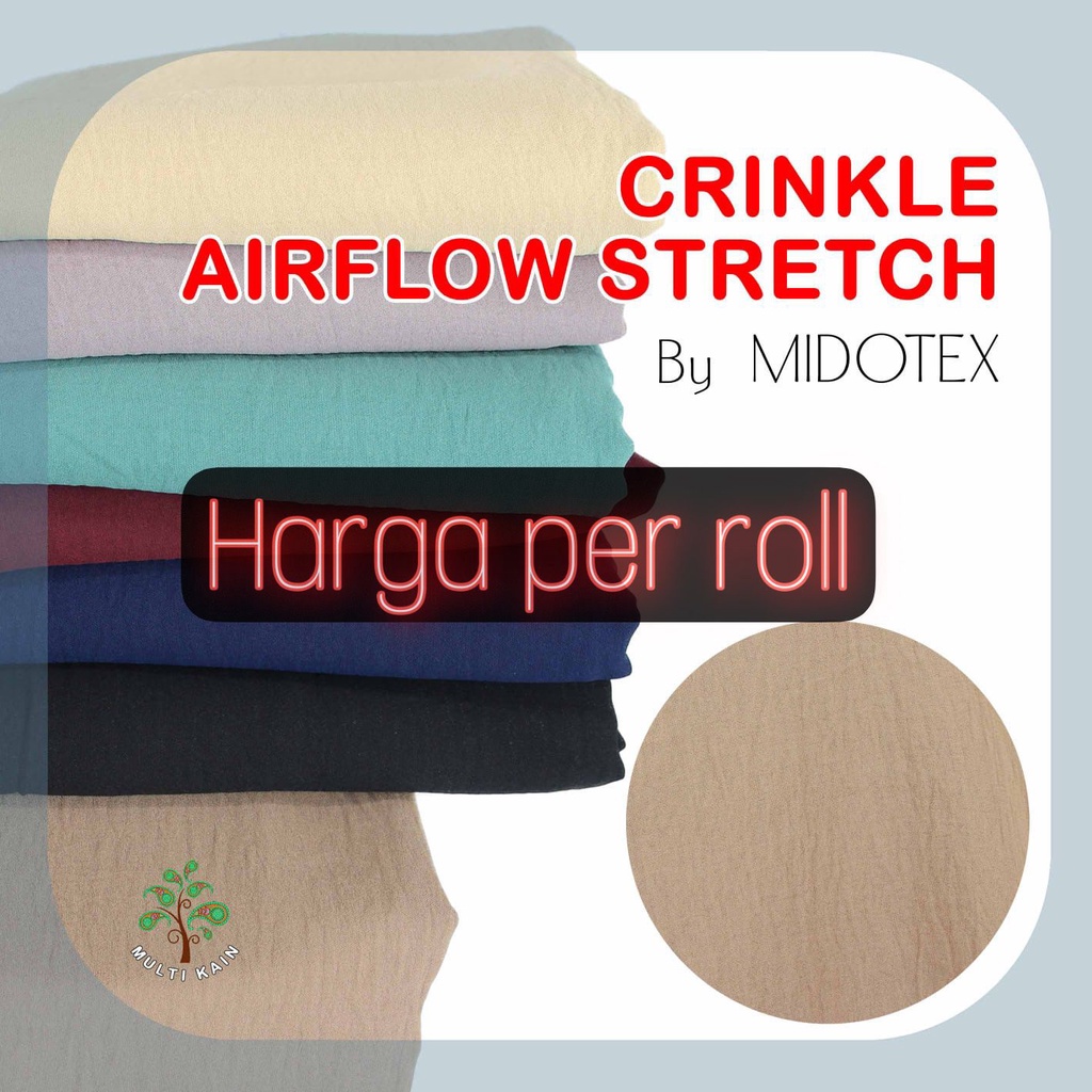 Multi Kain crinkle CEY airflow air flow stretch MIDOTEX roll an isi 50 yard