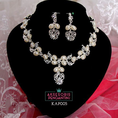 [READY STOK] AKSESORIS WEDDING ANTING PENGANTIN SET KALUNG WANITA MODERN KAP005