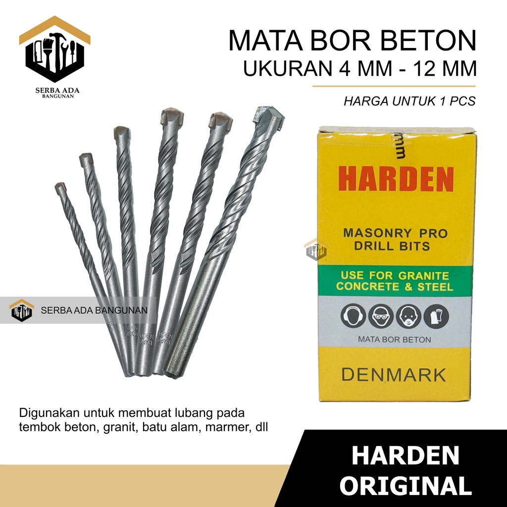 Mata Bor Beton Granit Harden 4 - 5 - 6 - 8 - 10 - 12 mm DRILL TEMBOK DINDING TAJAM KUAT DENMARK