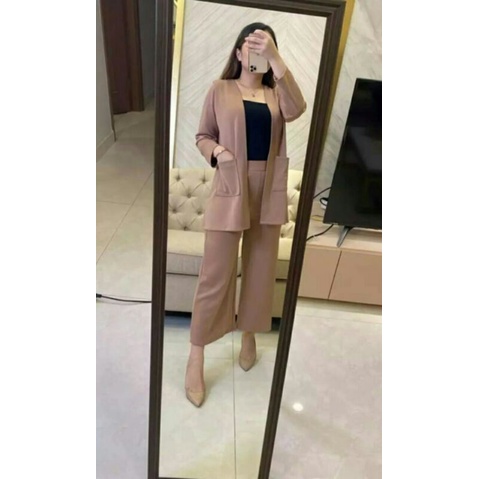 ST Set Stelan Blazer Celana Kulot Scuba Kimber