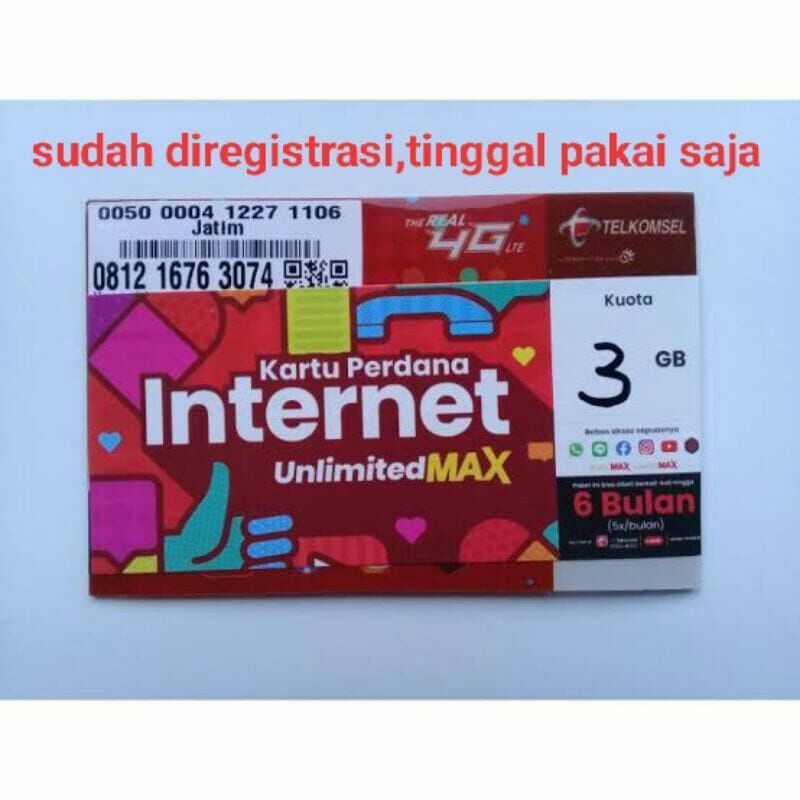 perdana paket unlimitedmax telkomsel 3000gb