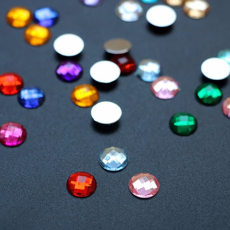 Flatback Acrylic Rhinestone - Round Shape 8mm Dia. (10pcs)