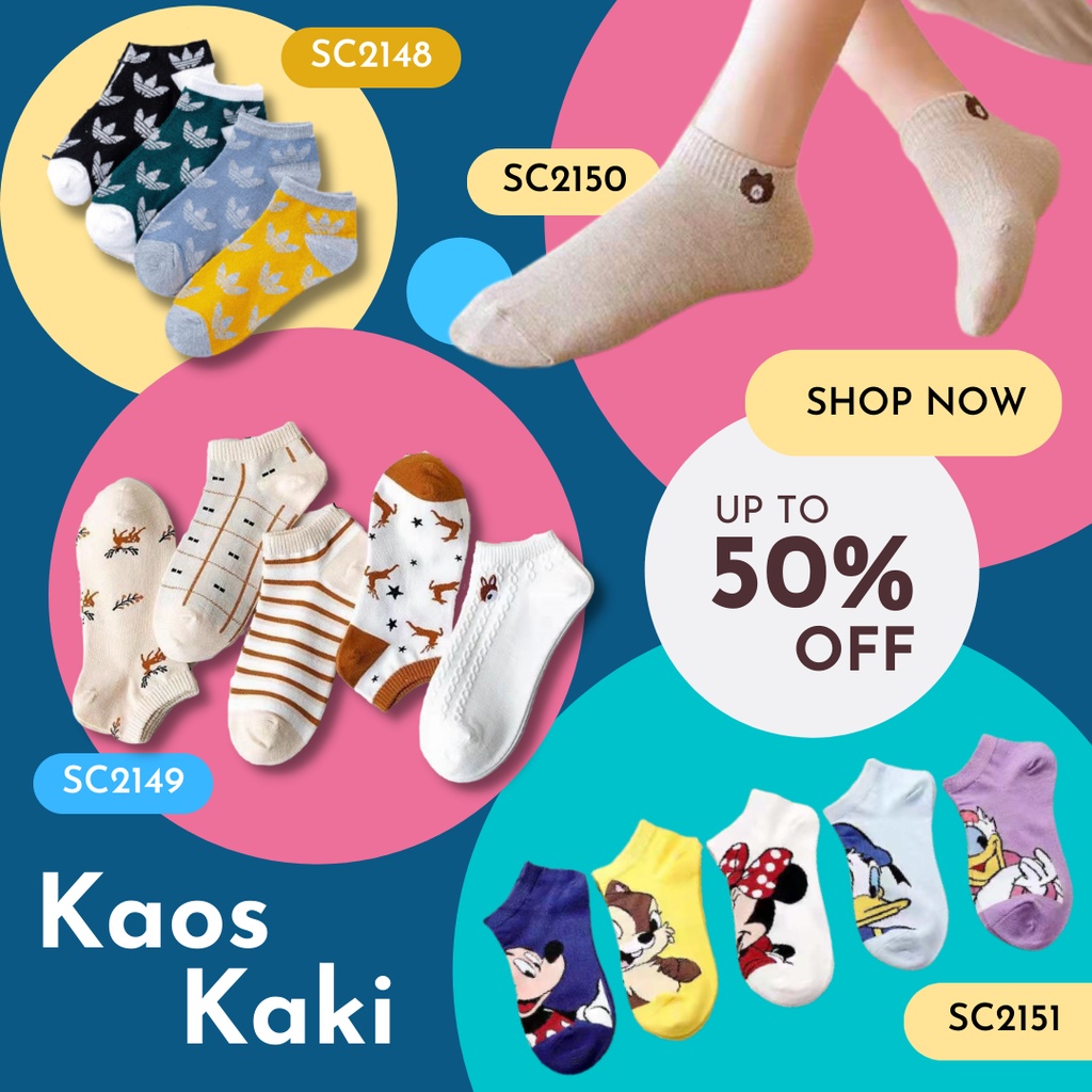 littlekiddoss Kaoskaki Ankle Kaus kaki katun lembut ankle socks motif lucu anak 7 tahun sd dewasa