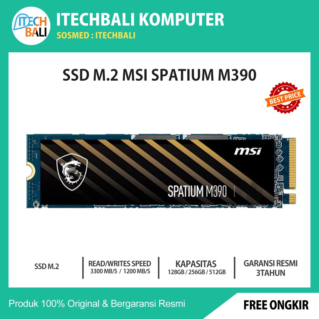 SSD MSI SPATIUM M390 M.2 NVME PCIe 3.0 | ITECHBALI