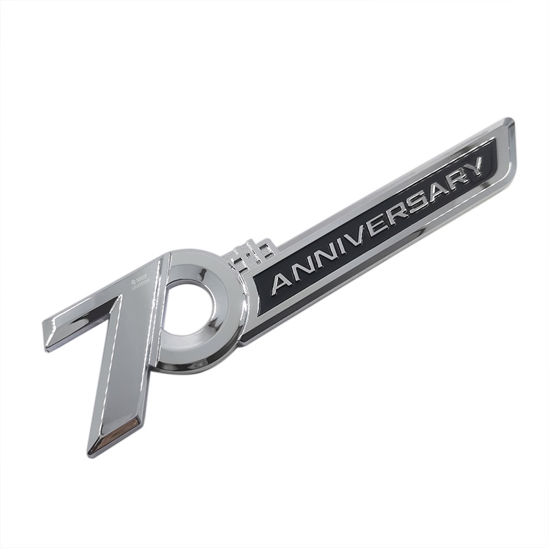 1pc Stiker Emblem Logo 70th ANNIVERSARY Warna Silver Glossy Untuk Dekorasi Mobil