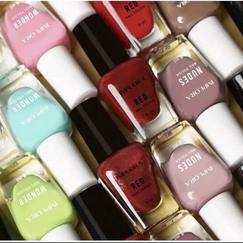 Kutek Kuku Implora Nail Polish Cantik Clear Wonder Red Nudes