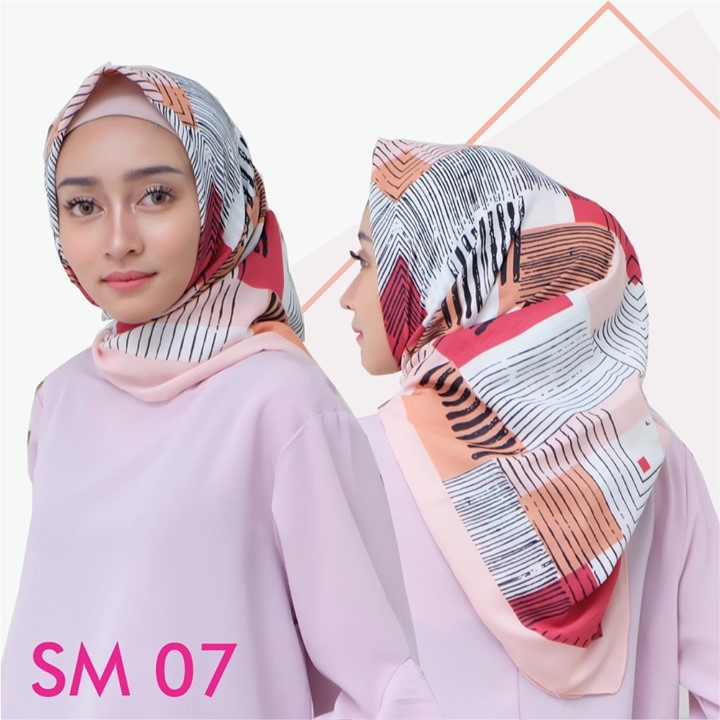 [ ORIGINAL BELI 3 GRATIS 1 TERLARIS ] Kerudung Jilbab Hijab SegiEmpat Motif NOT Rabbani Zoya