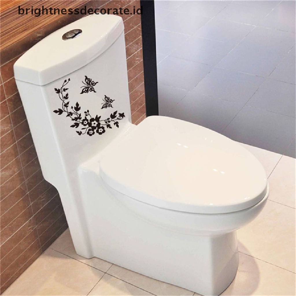 Butterfly Stiker Dinding Desain Kupu-Kupu Bunga Untuk Kamar Mandi / Toilet / Laptop