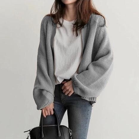 CARDIGAN AMELIA OVERSIZE KNIT CROP TEBAL CARDI KOREA ATASAN WANITA CARDY