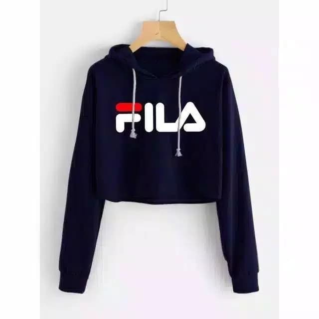 Kaos Crop Hoodie Sweater FIL - A Polos Fashion Style Korea Baju Cotton