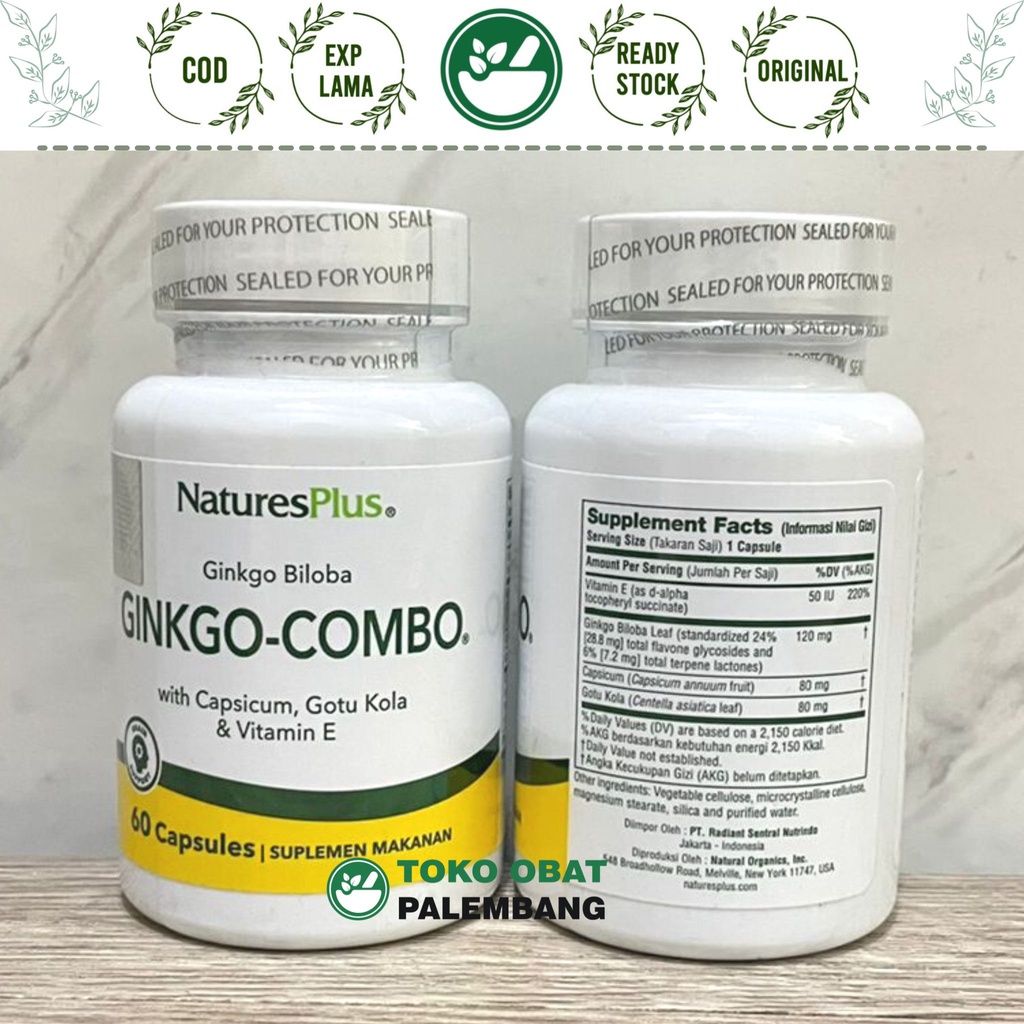 NATURE PLUS GINKGO COMBO 60 KAPSUL NATURE'S PLUS GINKGO BILOBA NATURES PLUS
