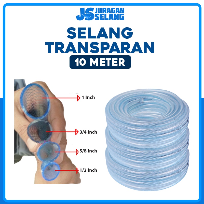 Jual SELANG AIR SELANG AIR TRANSPARAN SERAT BENANG POLYSTER 10 METER 