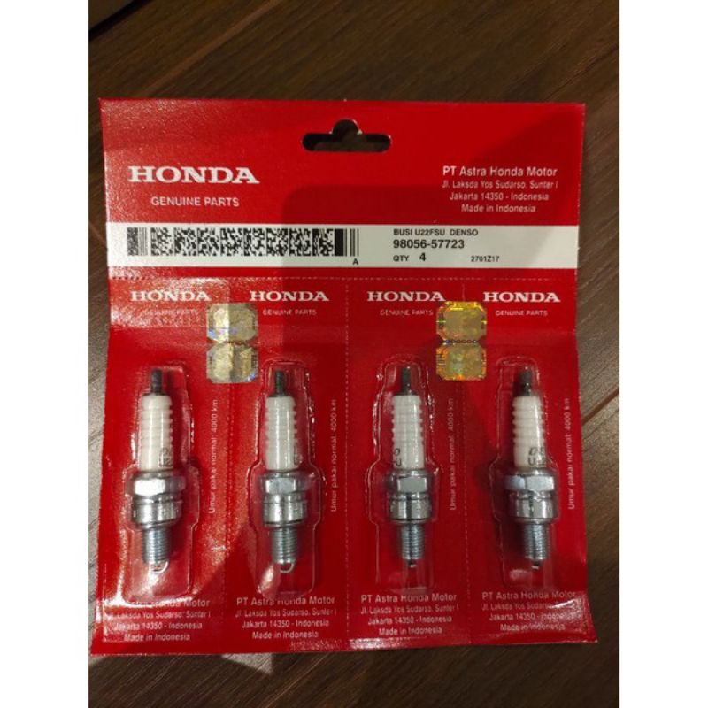 (Ganbaru) Busi Denso U22FSU / sparepart motor busi motor HONDA GRAND SUPRA FIT SMASH VEGA isi 4 lebih murah