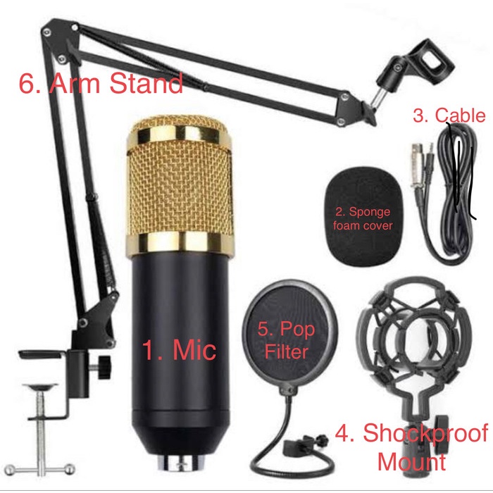 Microphone Condenser BM800 home recording full set Mic BM 800 rekaman