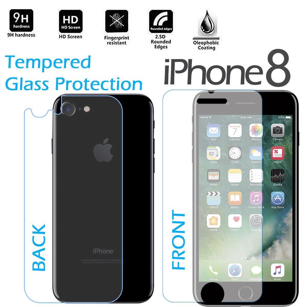 Pelindung Layar Tempered Glass 2 In 1 Untuk iPhone 4S 5C 5S 6S 7 8P X